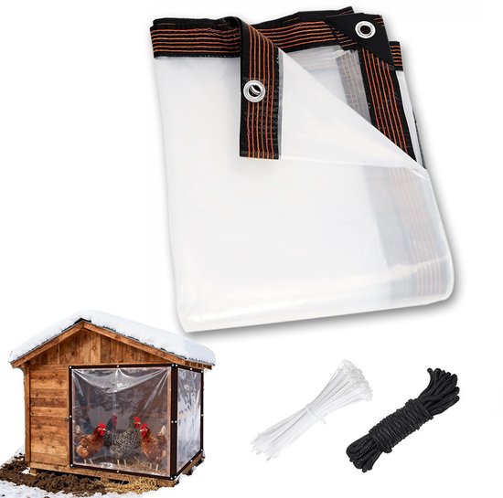Transparent tarpaulin with eyelets, transparent tarpaulin for outdoor use, waterproof film, woven tarpaulin, canvas, awning, durable, weatherproof, multifunctional tarpaulin 2 x 2m