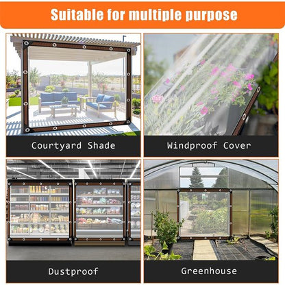 Transparent tarpaulin with eyelets, transparent tarpaulin for outdoor use, waterproof film, woven tarpaulin, canvas, awning, durable, weatherproof, multifunctional tarpaulin 2 x 2m - Image 4