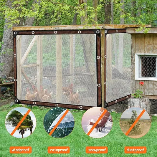 Transparent tarpaulin with eyelets, transparent tarpaulin for outdoor use, waterproof film, woven tarpaulin, canvas, awning, durable, weatherproof, multifunctional tarpaulin 2 x 2m - Image 5
