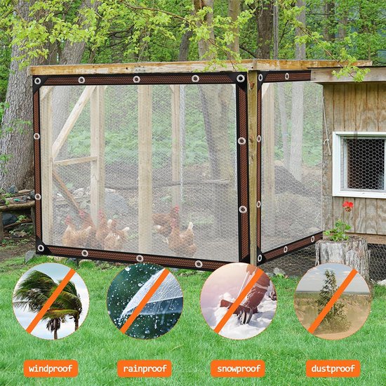 Transparent tarpaulin with eyelets, transparent tarpaulin for outdoor use, waterproof film, woven tarpaulin, canvas, awning, durable, weatherproof, multifunctional tarpaulin 3 x 3m - Image 7