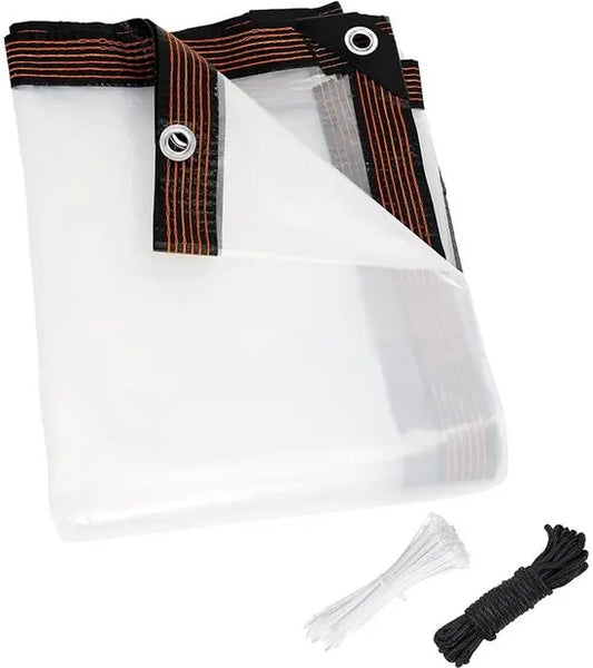 Transparent tarpaulin with eyelets, transparent tarpaulin for outdoor use, waterproof film, woven tarpaulin, canvas, awning, durable, weatherproof, multifunctional tarpaulin 3 x 4m - Image 2