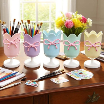 Tulip-shaped pen holder - pen rack - creative desk decoration - refined (Purple) - Image 2