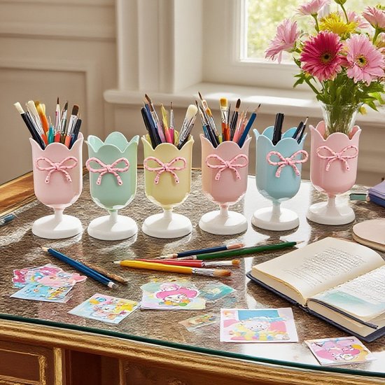 Tulip-shaped pen holder - pen rack - creative desk decoration - refined (Purple) - Image 3
