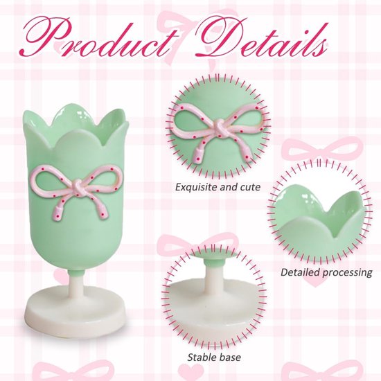 Tulip-shaped pen holder - pen rack - creative desk decoration - refined (Green) - Image 4