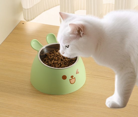 Cat Litter Box - Cat Food Bowl - Non-Slip Design - Pet Food Bowl - Plastic and Stainless Steel Design - Suitable for Cats and Small Dogs - Vegetable - Image 4