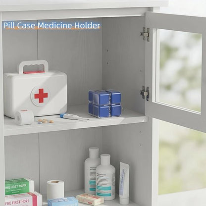 Medicine box - 7-day medicine box - Weekly pill box - Portable pill box for travel - Easy to open - 8 compartments - For storing vitamins and medicines - Blue - Image 2
