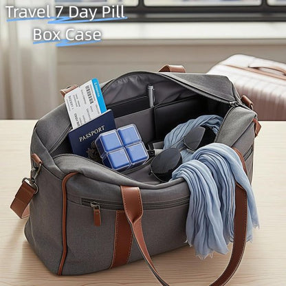 Medicine box - 7-day medicine box - Weekly pill box - Portable pill box for travel - Easy to open - 8 compartments - For storing vitamins and medicines - Blue - Image 4