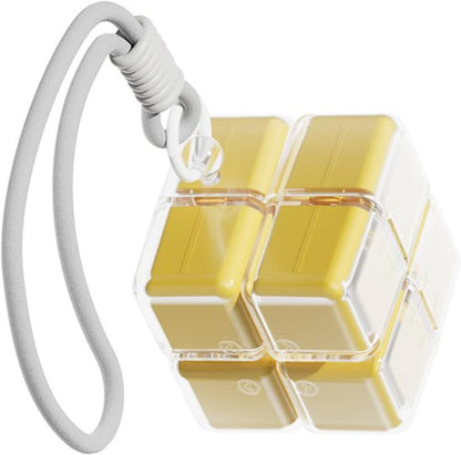 Medicine box - 7-day medicine box - Weekly pill box - Portable pill box for travel - Easy to open - 8 compartments - For storing vitamins and medicines - Yellow - Image 2