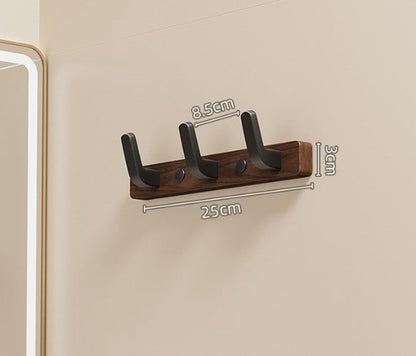 Coat rack - Wall coat rack - Coat rack with hooks - Storage rack - 25 × 3 cm - Wooden coat rack - Walnut - 3 hooks - Walnut wood color - Image 2