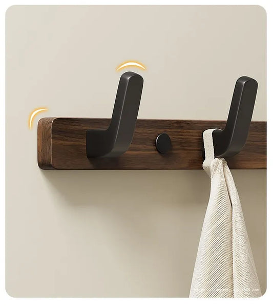 Coat rack - Wall coat rack - Coat rack with hooks - Storage rack - 45 × 3 cm - Wooden coat rack - Walnut - 5 hooks - Walnut wood color - Image 2