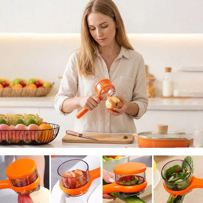 Vegetable Peeler - Fruit and Vegetable Peeler - with Storage Box - Safe and Efficient - Double-Sided Sharp Stainless Steel Blades - Easy to Clean - Process Fruits and Vegetables Easily and Conveniently - Set of 2 (Orange) - Image 2
