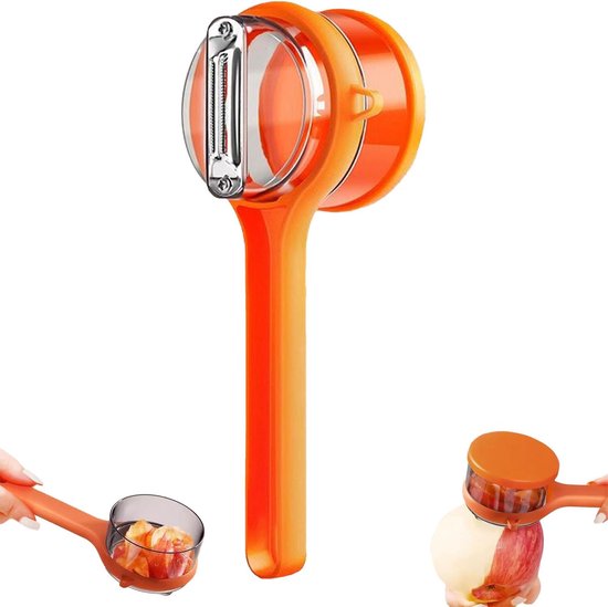 Vegetable Peeler - Fruit and Vegetable Peeler - with Storage Box - Safe and Efficient - Double-Sided Sharp Stainless Steel Blades - Easy to Clean - Process Fruits and Vegetables Easily and Conveniently - Set of 2 (Orange) - Image 5