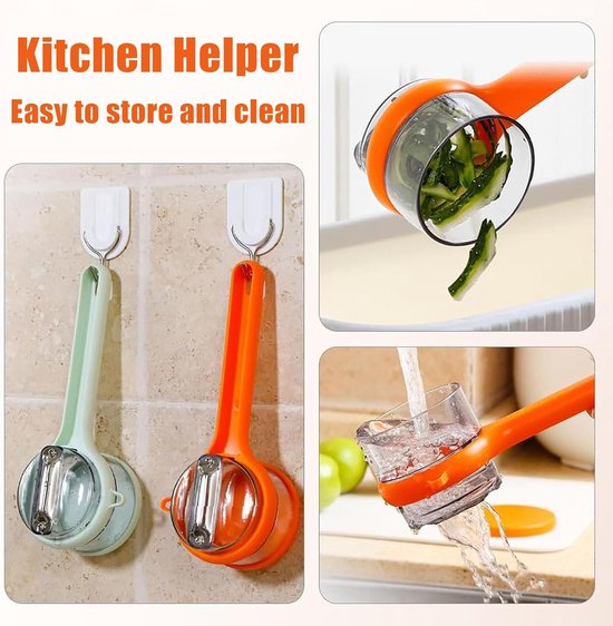 Vegetable Peeler - Fruit and Vegetable Peeler - with Storage Box - Safe and Efficient - Double-Sided Sharp Stainless Steel Blades - Easy to Clean - Process Fruits and Vegetables Easily and Conveniently - Set of 2 (Green) - Image 6