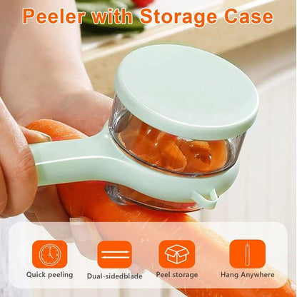 Vegetable Peeler - Fruit and Vegetable Peeler - with Storage Box - Safe and Efficient - Double-Sided Sharp Stainless Steel Blades - Easy to Clean - Process Fruits and Vegetables Easily and Conveniently - Set of 2 (Orange + Green) - Image 4
