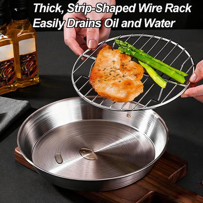 Baking tray for air fryer - Air fryer baking pan - Air fryer accessories - Baking tray with rack - Made of 304 stainless steel - 25 cm - Image 2