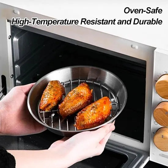 Baking tray for air fryer - Air fryer baking pan - Air fryer accessories - Baking tray with rack - Made of 304 stainless steel - 25 cm - Image 3