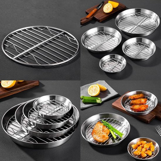 Baking tray for air fryer - Air fryer baking pan - Air fryer accessories - Baking tray with rack - Made of 304 stainless steel - 25 cm - Image 4