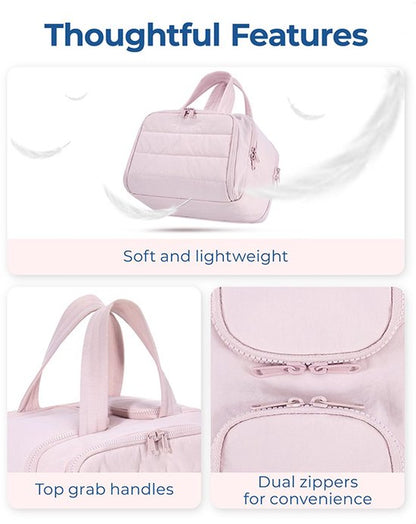 Multi-Zip Makeup Bag - Toiletry Bag - Spacious Storage, Organized Layered Design with Carry Handle - Ideal for Travel & Daily Use（Pink） - Image 4