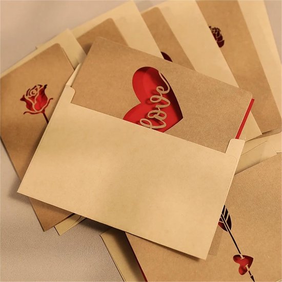 Set of 6 Valentine's Day Envelopes - Valentine's Day and Mother's Day Cards - Hollowed Heart Flowers - Birthday Party Supplies - Wedding Invitations - Image 2
