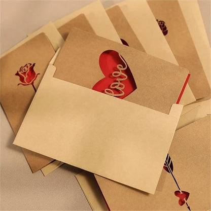 Set of 6 Valentine's Day Envelopes - Valentine's Day and Mother's Day Cards - Hollowed Heart Flowers - Birthday Party Supplies - Wedding Invitations - Image 2