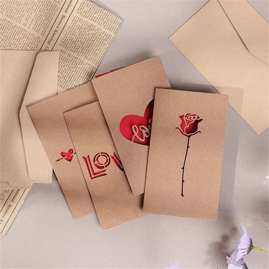 Set of 6 Valentine's Day Envelopes - Valentine's Day and Mother's Day Cards - Hollowed Heart Flowers - Birthday Party Supplies - Wedding Invitations - Image 6