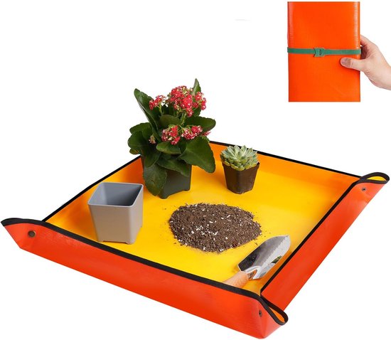 Houseplant Transplant Mat – Foldable and Portable Transplanting Mat to Prevent Soil Spills – Ideal for Succulents – Garden Gift for Plant Lovers (27" x 27")
