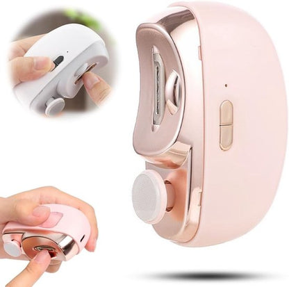 3-in-1 Electric Nail Clipper with LED Polishing Function – Safe Nail Cutting and Care for Seniors and Adults（Pink）