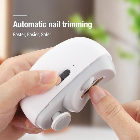 3-in-1 Electric Nail Clipper with LED Polishing Function – Safe Nail Cutting and Care for Seniors and Adults（White） - Image 3
