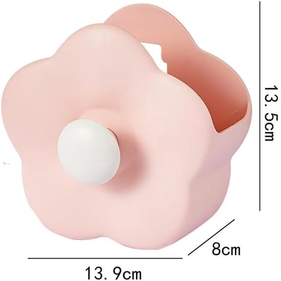 Flower-shaped Makeup Brush Holder - Multifunctional Makeup & Desk Storage Organizer - Compact Design 14.8 x 13.5 x 8 cm - Pink - Image 4