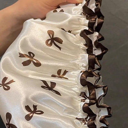 Double Layer Waterproof Shower Cap for Women & Girls – Reusable, Stretchy & Comfortable with Print (Gold) - Image 3