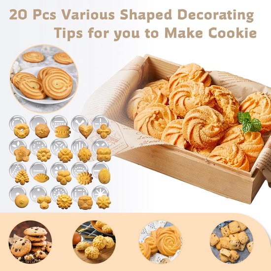 Cookie Press Set - With 20 Molding Plates & 4 Nozzles - For Making Cookies in Different Shapes - Image 3