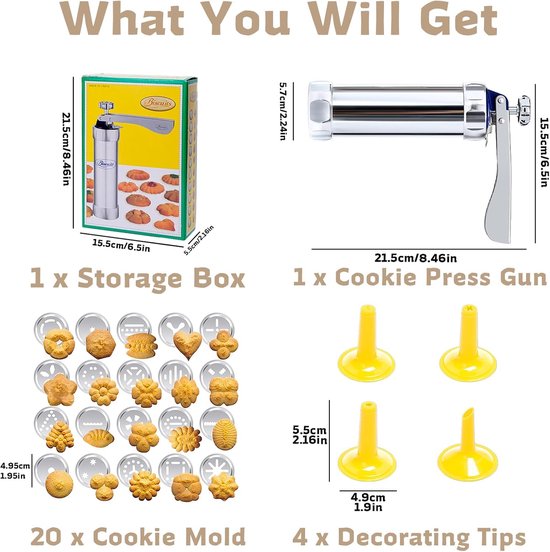 Cookie Press Set - With 20 Molding Plates & 4 Nozzles - For Making Cookies in Different Shapes - Image 5