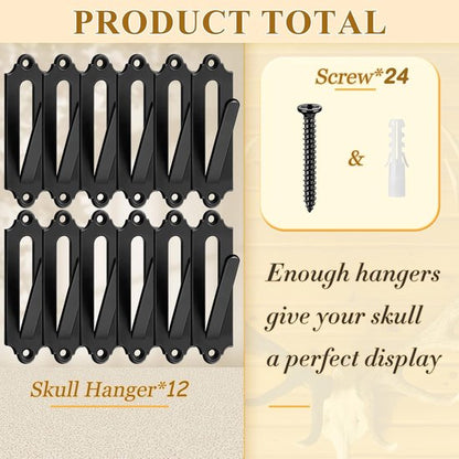 12-Piece Skull Wall Hook Set - Black Steel Hook for Decoration - Includes Mounting Kit - Image 2