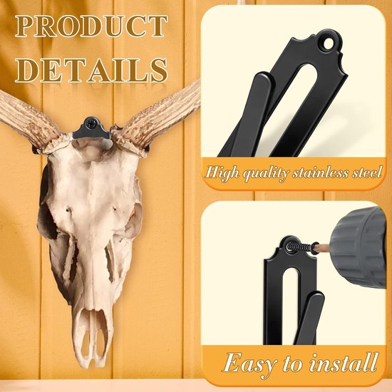 12-Piece Skull Wall Hook Set - Black Steel Hook for Decoration - Includes Mounting Kit - Image 6