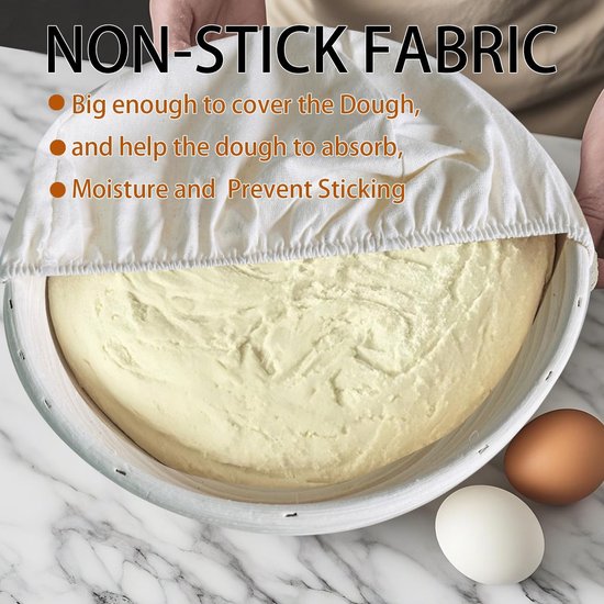Set of 6 round proofing cloths (25 cm / 10 inch) – Fabric lining for proofing baskets – Natural woven – Ideal for sourdough and bread rising (round, without basket) - Image 2