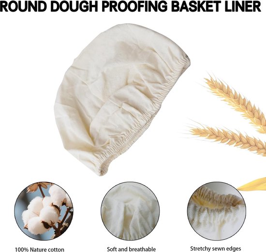 Set of 6 round proofing cloths (25 cm / 10 inch) – Fabric lining for proofing baskets – Natural woven – Ideal for sourdough and bread rising (round, without basket) - Image 3