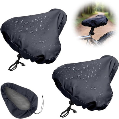 2-Piece Waterproof Bicycle Saddle Cover Set - Black - Rain Cover for Bicycle Saddle - Sun and Dust Resistant - With Drawstring - Unisex - Suitable for MTB, Road Bike & E-Bike - Image 3