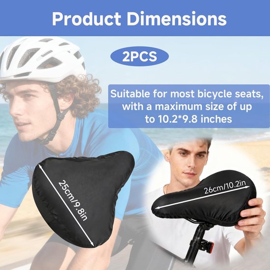 2-Piece Waterproof Bicycle Saddle Cover Set - Black - Rain Cover for Bicycle Saddle - Sun and Dust Resistant - With Drawstring - Unisex - Suitable for MTB, Road Bike & E-Bike - Image 5