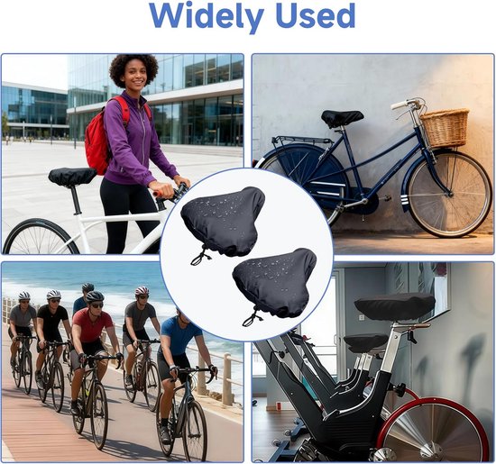 2-Piece Waterproof Bicycle Saddle Cover Set - Black - Rain Cover for Bicycle Saddle - Sun and Dust Resistant - With Drawstring - Unisex - Suitable for MTB, Road Bike & E-Bike - Image 6