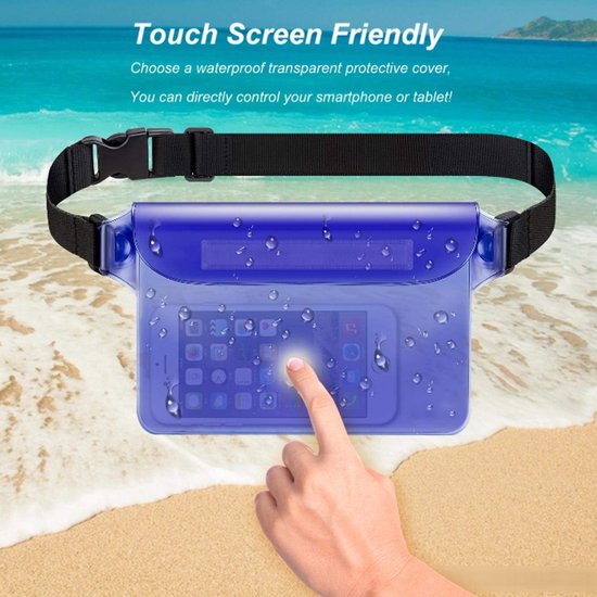 Waterproof Waist Pack with Triple Zipper & Touchscreen Phone Case – 2-Piece Set – Ideal for Beach, Cruise, Swimming, Kayaking and Outdoor Activities（White） - Image 2