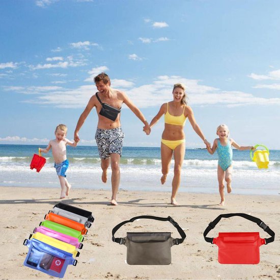 Waterproof Waist Pack with Triple Zipper & Touchscreen Phone Case – 2-Piece Set – Ideal for Beach, Cruise, Swimming, Kayaking and Outdoor Activities（White） - Image 4