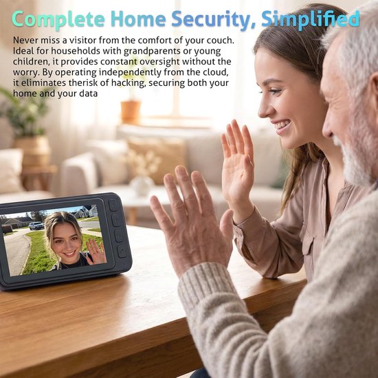 Wireless Doorbell with Camera - 1080P Image & 4.5 Inch Screen - No WiFi Required - Range Up to 120m - Night Vision - Image 4