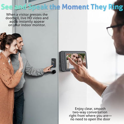 Wireless Doorbell with Camera - 1080P Image & 4.5 Inch Screen - No WiFi Required - Range Up to 120m - Night Vision - Image 5