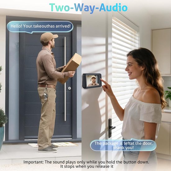 Wireless Doorbell with Camera - 1080P Image & 4.5 Inch Screen - No WiFi Required - Range Up to 120m - Night Vision - Image 6