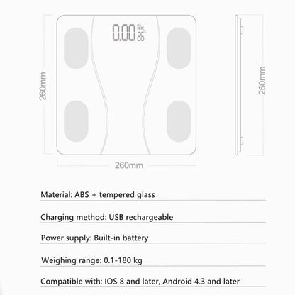 Smart Scale with Body Analysis - Measures BMI, Fat & Muscle Mass - USB Rechargeable - Up to 180 kg - Black - Image 3