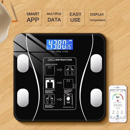 Smart Scale with Body Analysis - Measures BMI, Fat & Muscle Mass - USB Rechargeable - Up to 180 kg - Black - Image 7