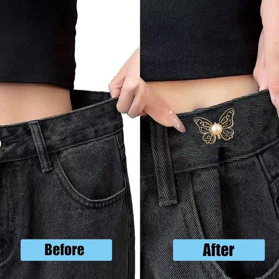 Waistband Tighteners - 8 Sets - Removable Butterfly Clips Jeans Buttons for Loose Jeans - Adjustable Waistband Buckles - No Sewing and No Tools Required - Decorative Butterfly Waistband Buckles | Jeans Buttons Pins - Image 4