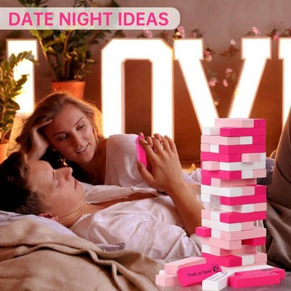 Block Tower Jenga Game - Jenga for Couples - Valentine's Day Tumbling Tower Jenga Game - Party Favor for an Adult Couples Night Out - Pink - Image 3