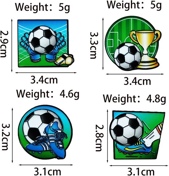 Football Sports Pin | Brooch - Stylish Backpack Pin - Pack of 4 - Cartoon Lapel Pin - Ideal as a gift, for parties or as an everyday accessory for clothes, bags and hats - Image 2