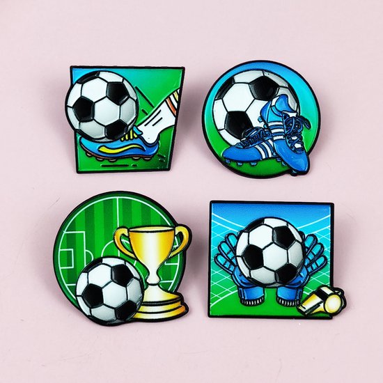 Football Sports Pin | Brooch - Stylish Backpack Pin - Pack of 4 - Cartoon Lapel Pin - Ideal as a gift, for parties or as an everyday accessory for clothes, bags and hats - Image 3